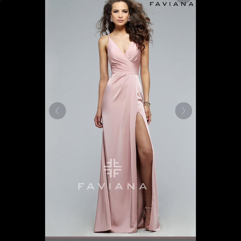 Faviana Champagne Light Pink Long formal prom dress size 00
